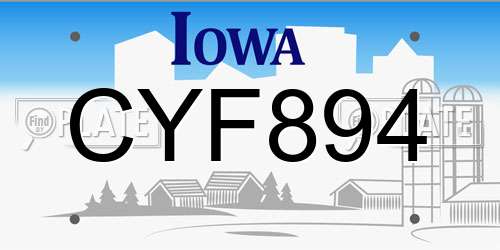 CYF894 Iowa License Plate