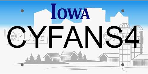 CYFANS4 Iowa License Plate