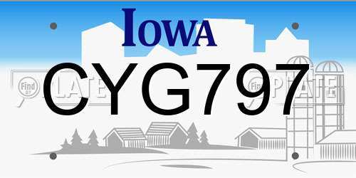CYG797 Iowa License Plate
