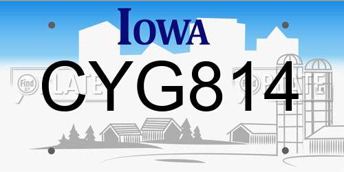 CYG814 Iowa License Plate