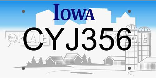 CYJ356 Iowa License Plate