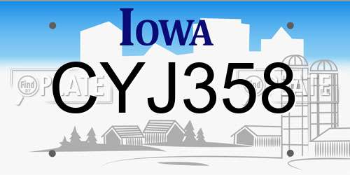 CYJ358 Iowa License Plate