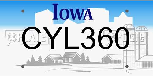 CYL360 Iowa License Plate