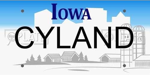 CYLAND Iowa License Plate
