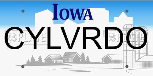 CYLVRDO Iowa License Plate