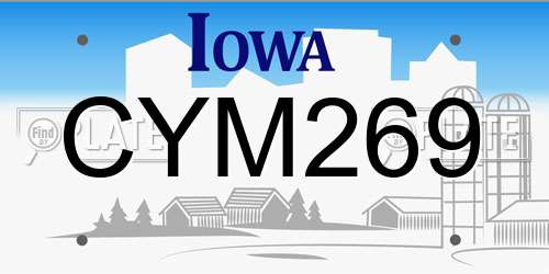 CYM269 Iowa License Plate