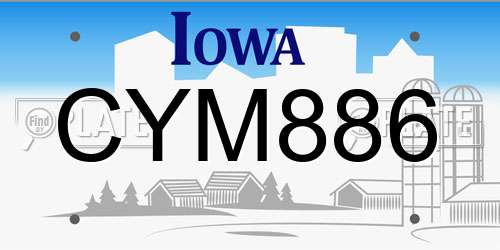 CYM886 Iowa License Plate
