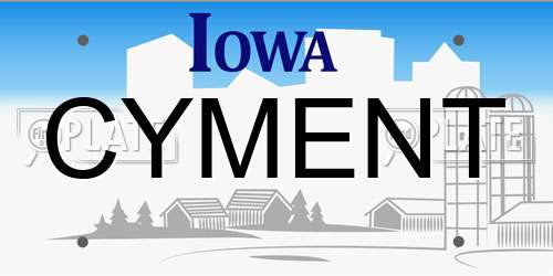 CYMENT Iowa License Plate