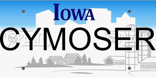 CYMOSER Iowa License Plate