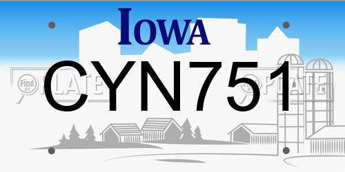 CYN751 Iowa License Plate