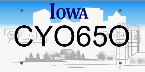 CYO65O Iowa License Plate