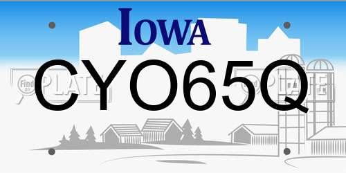 CYO65Q Iowa License Plate