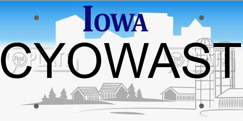 CYOWAST Iowa License Plate