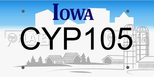 CYP105 Iowa License Plate