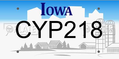 CYP218 Iowa License Plate