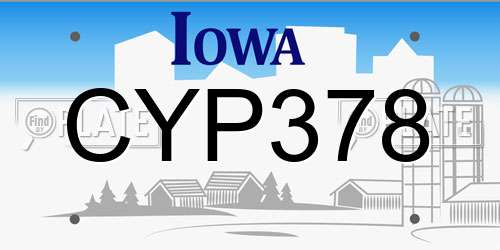 CYP378 Iowa License Plate