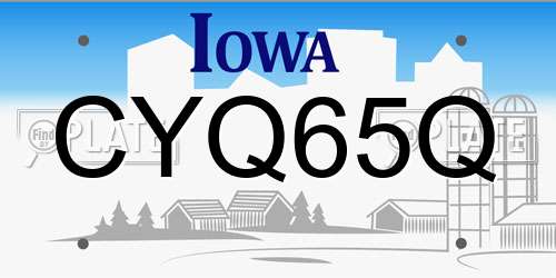 CYQ65Q Iowa License Plate