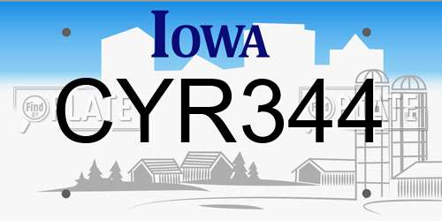 CYR344 Iowa License Plate