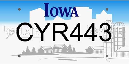 CYR443 Iowa License Plate