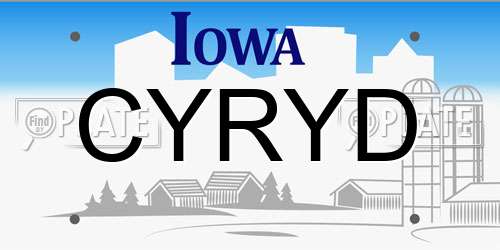 CYRYD Iowa License Plate