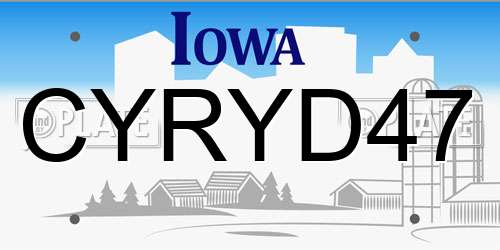 CYRYD47 Iowa License Plate