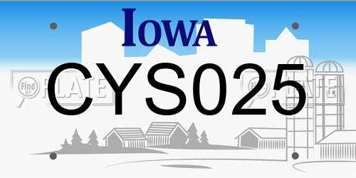 CYS025 Iowa License Plate