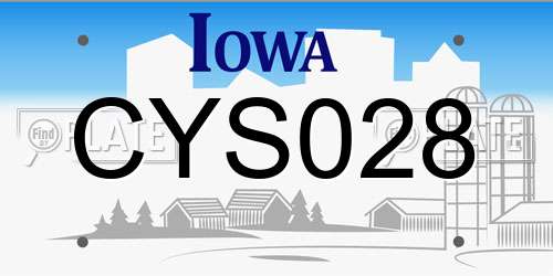 CYS028 Iowa License Plate