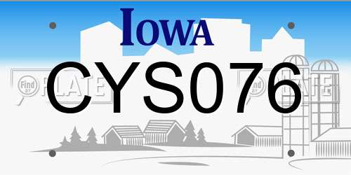 CYS076 Iowa License Plate