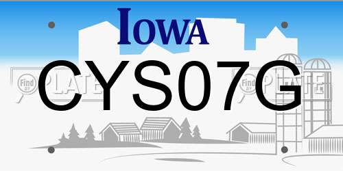 CYS07G Iowa License Plate