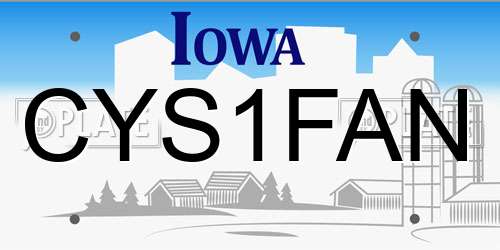 CYS1FAN Iowa License Plate