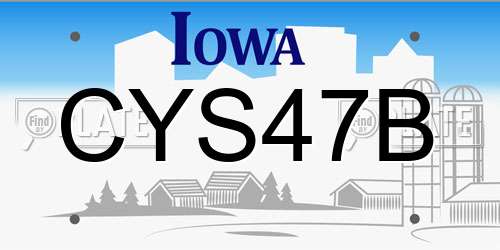 CYS47B Iowa License Plate