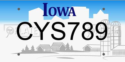 CYS789 Iowa License Plate