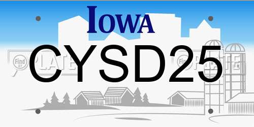 CYSD25 Iowa License Plate