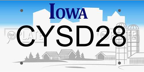 CYSD28 Iowa License Plate