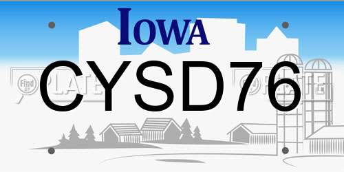 CYSD76 Iowa License Plate
