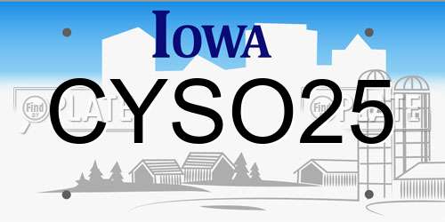 CYSO25 Iowa License Plate
