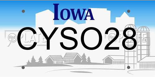 CYSO28 Iowa License Plate