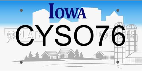 CYSO76 Iowa License Plate