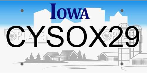 CYSOX29 Iowa License Plate