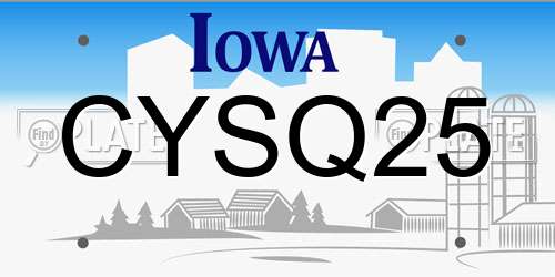 CYSQ25 Iowa License Plate
