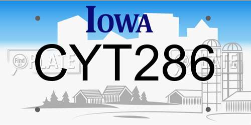 CYT286 Iowa License Plate