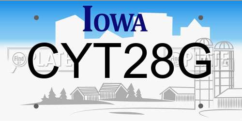 CYT28G Iowa License Plate
