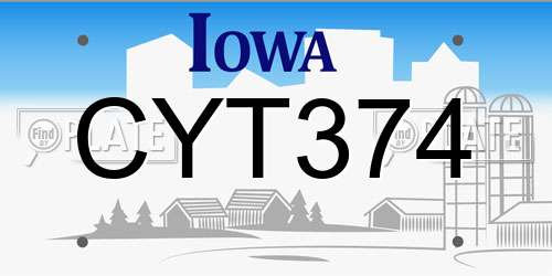 CYT374 Iowa License Plate