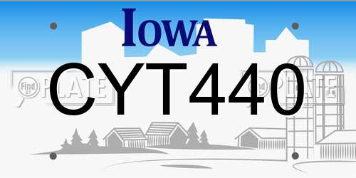 CYT440 Iowa License Plate