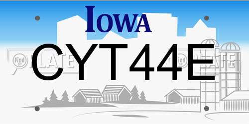 CYT44E Iowa License Plate