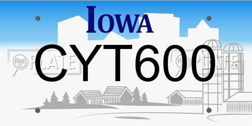CYT600 Iowa License Plate