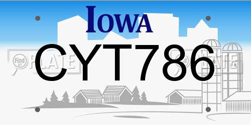 CYT786 Iowa License Plate