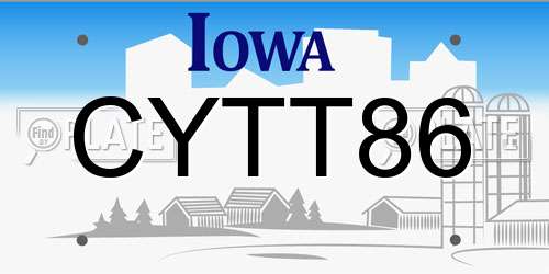 CYTT86 Iowa License Plate