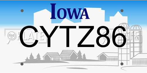 CYTZ86 Iowa License Plate