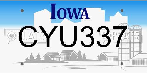 CYU337 Iowa License Plate